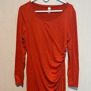 Long Sleeve Ruched Women's Top - Red
